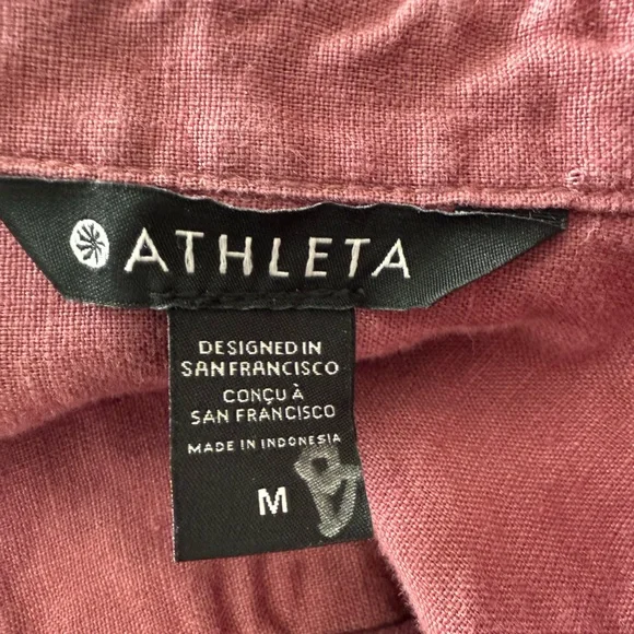 Athleta Mauve Rose Linen Button Down Shirt - Size M - Picture 6 of 7